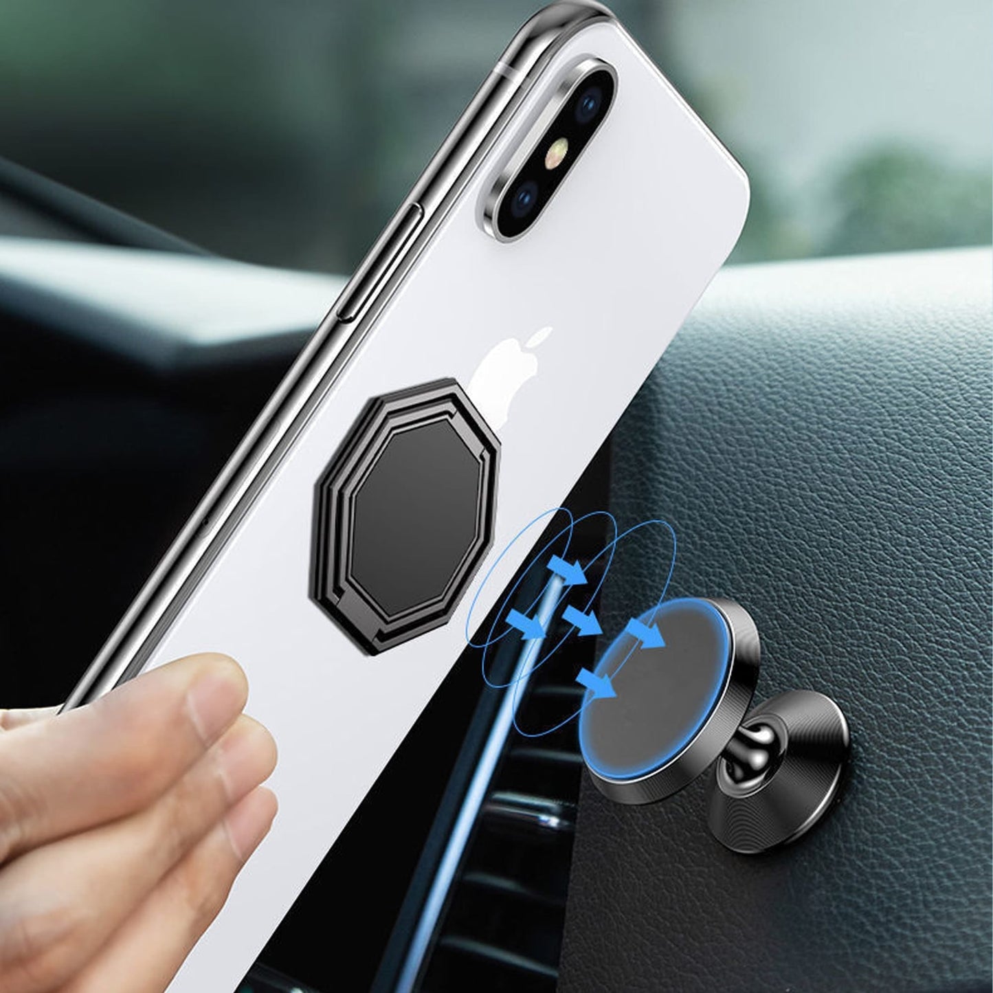 Suport Timebox, Ring Grip, cu adeziv, suport telefon, Samsung, Huawei, Negru