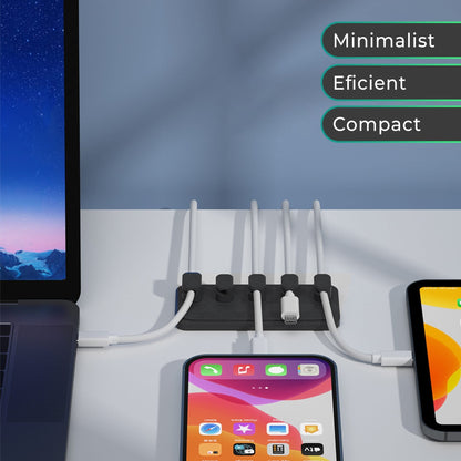 Organizator de cabluri Magentic Timebox, cu 5 locuri, masa, noptiera, Negru