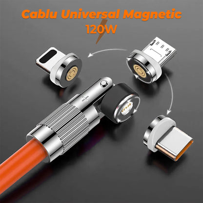 Cablu de date si incarcare Rapida Timebox, 3 in 1, 120W, 1,8m, Portocaliu