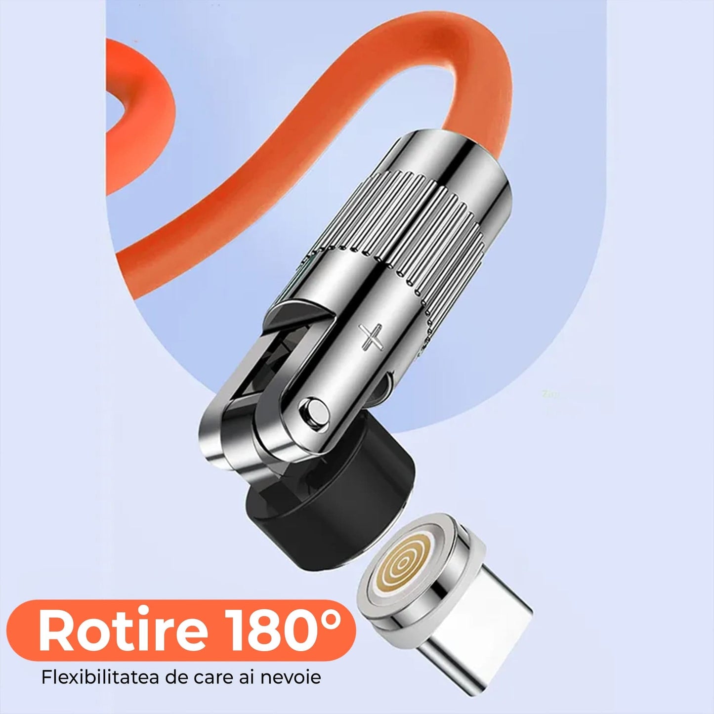 Cablu de date si incarcare Rapida Timebox, 3 in 1, 120W, 1,8m, Portocaliu