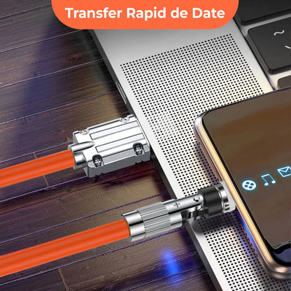 Cablu de date si incarcare Rapida Timebox, 3 in 1, 120W, 1,8m, Portocaliu