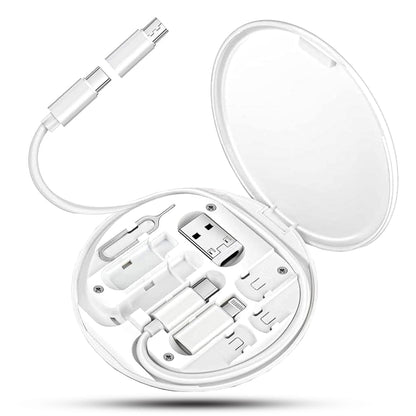 Cablu de date 5 in 1, 60W, Multifunctional, Organizator cabluri, Type-C, Alb
