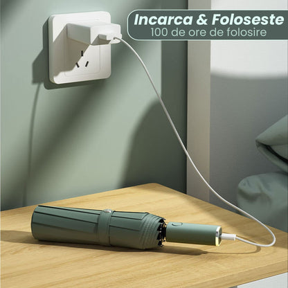 Umbrela pliabila Timebox, cu lanterna LED, Verde