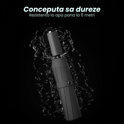 Umbrela pliabila Timebox, cu lanterna LED, Negru