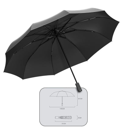 Umbrela pliabila Timebox, cu lanterna LED, Negru
