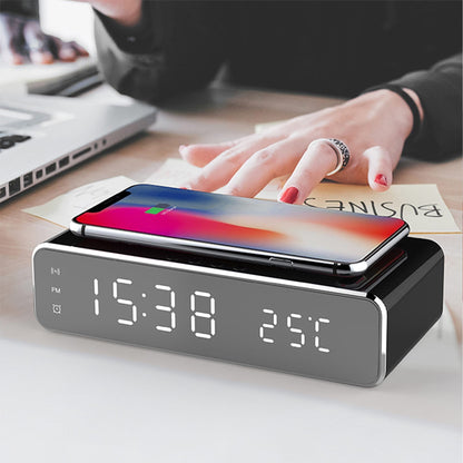 Incarcator Wireless Timebox, 10W, cu ceas digital si alarma, Samsung, Negru