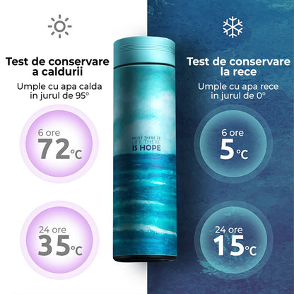Cana termos Timebox, perete dublu izolat, 450ml, Albastru/, Turcoaz