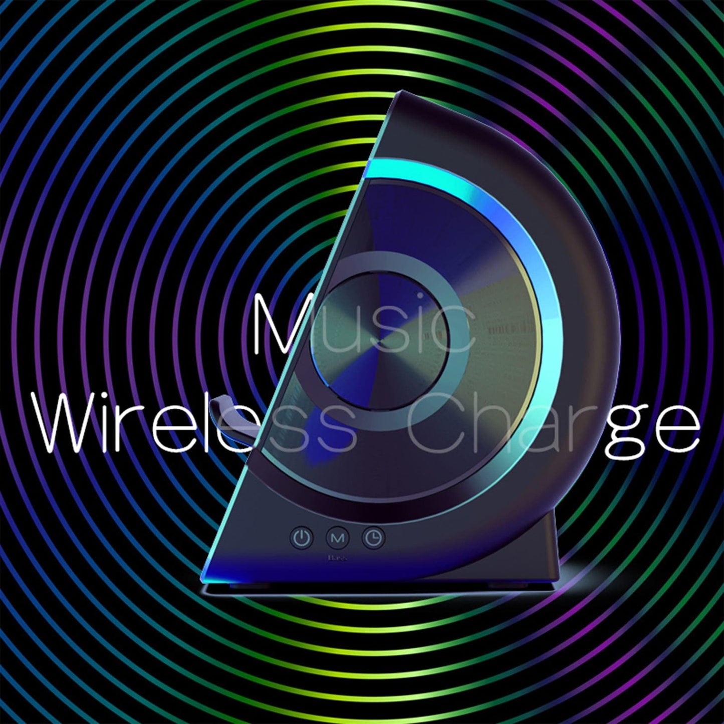 Incarcator Wireless Timebox, 10W, cu boxa incorporata, Negru
