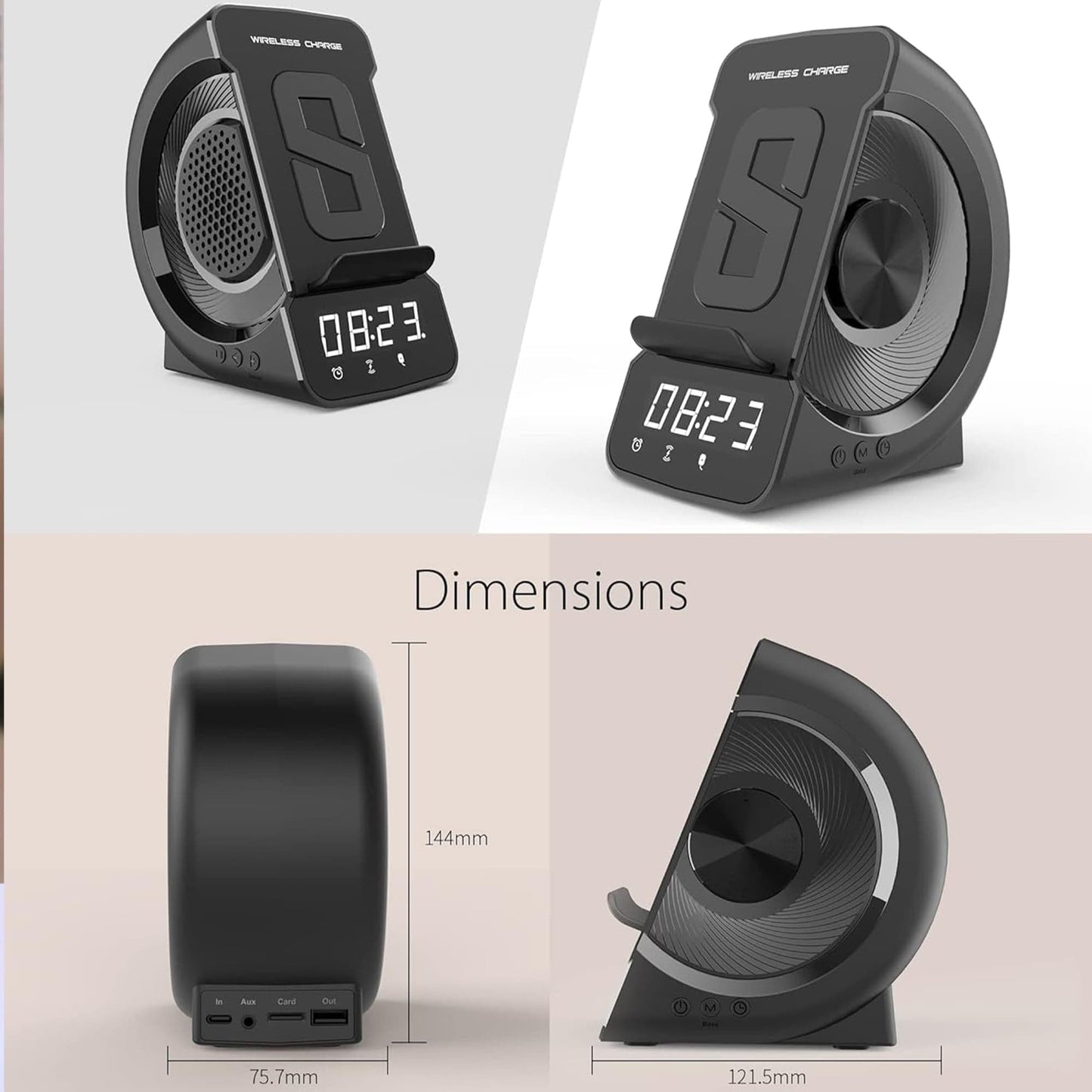 Incarcator Wireless Timebox, 10W, cu boxa incorporata, Negru