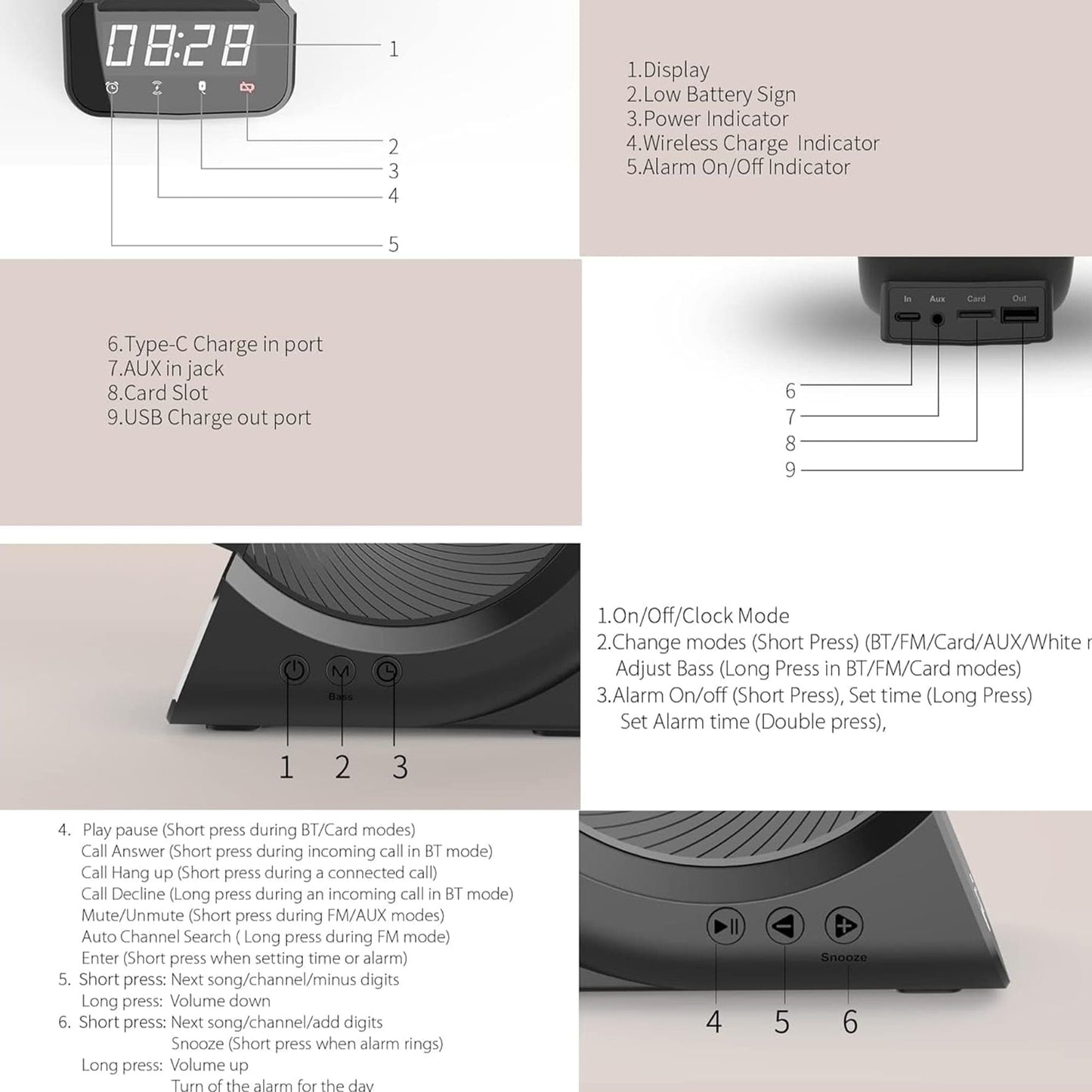 Incarcator Wireless Timebox, 10W, cu boxa incorporata, Negru