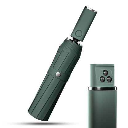 Umbrela pliabila Timebox, cu lanterna LED, Verde