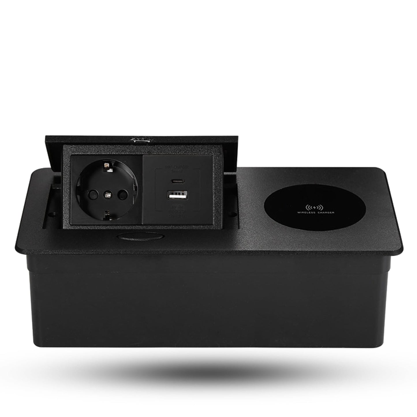 Priza incorporabila Timebox, in mobilier, blat bucatarie, masa sau birou, Negru