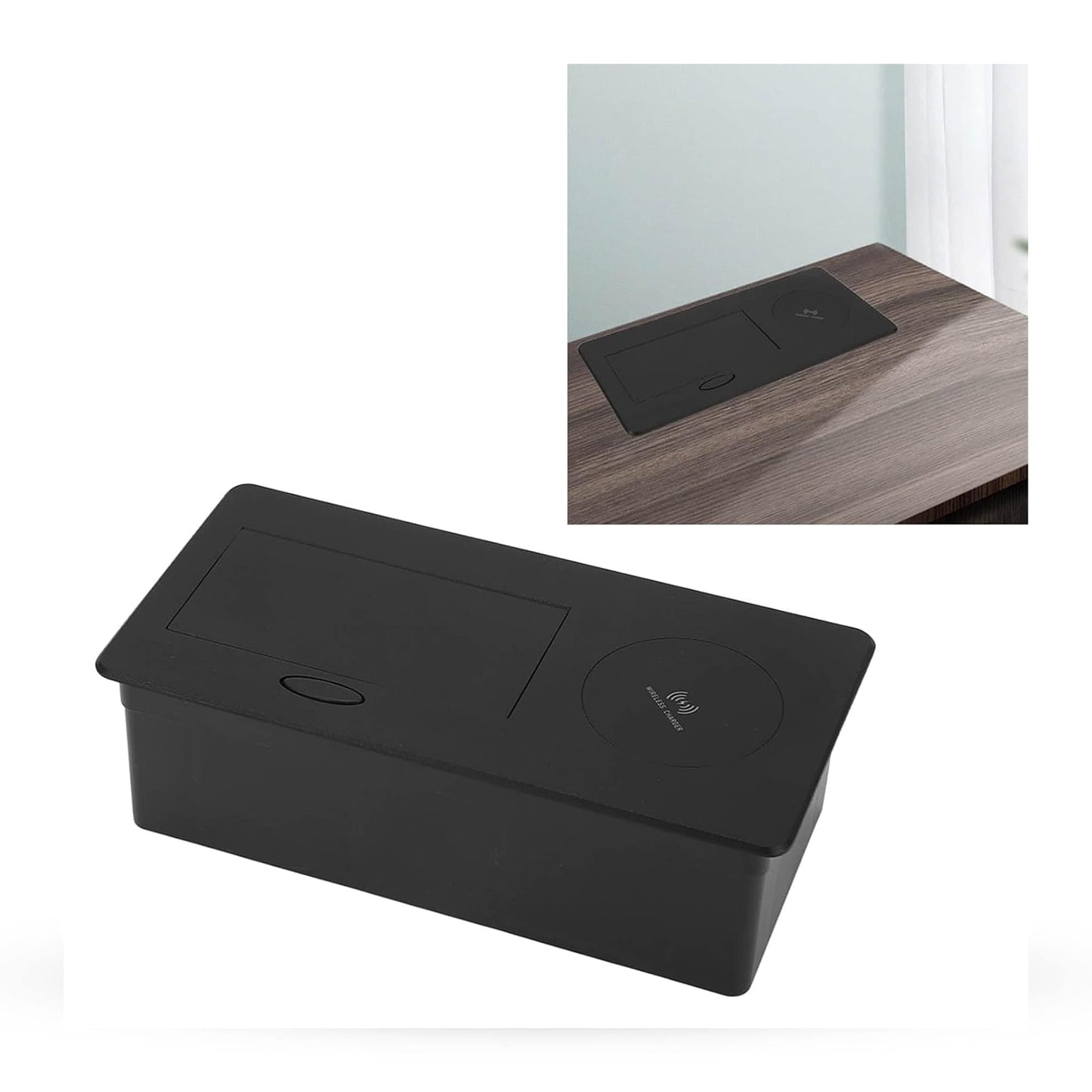Priza incorporabila Timebox, in mobilier, blat bucatarie, masa sau birou, Negru