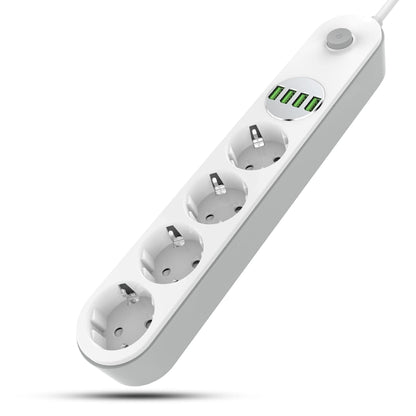 Prelungitor Timebox, 4 prize, 4 x USB, 2500W, buton ON/OFF, Alb