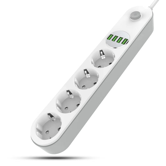 Prelungitor Timebox, 4 prize, 4 x USB, 2500W, buton ON/OFF, Alb