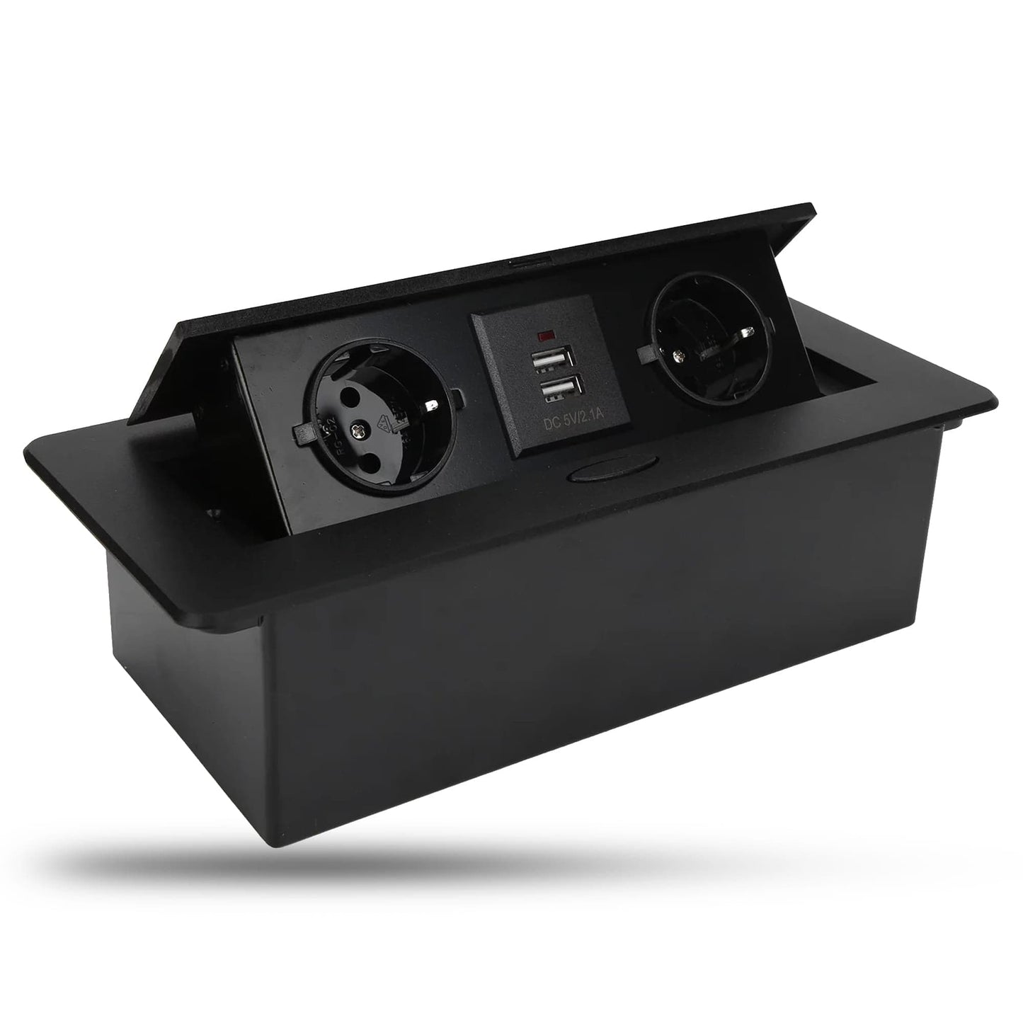 Priza incorporabila in mobilier Timebox, blat bucatarie, masa sau birou, Negru