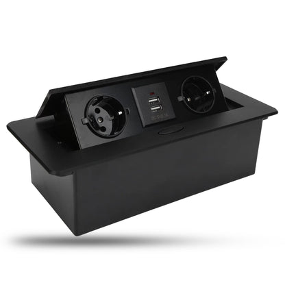 Priza incorporabila in mobilier Timebox, blat bucatarie, masa sau birou, Negru