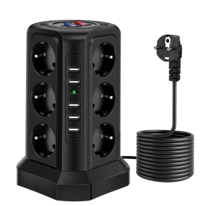 Prelungitor tip turn Timebox, 12 prize, 5 x USB, buton ON/OFF, Negru