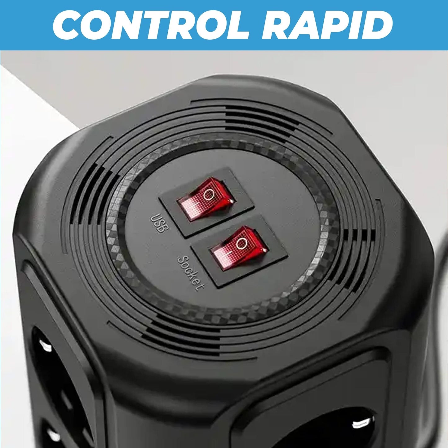 Prelungitor tip turn Timebox, 12 prize, 5 x USB, buton ON/OFF, Negru