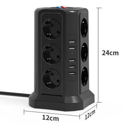 Prelungitor tip turn Timebox, 12 prize, 5 x USB, buton ON/OFF, Negru
