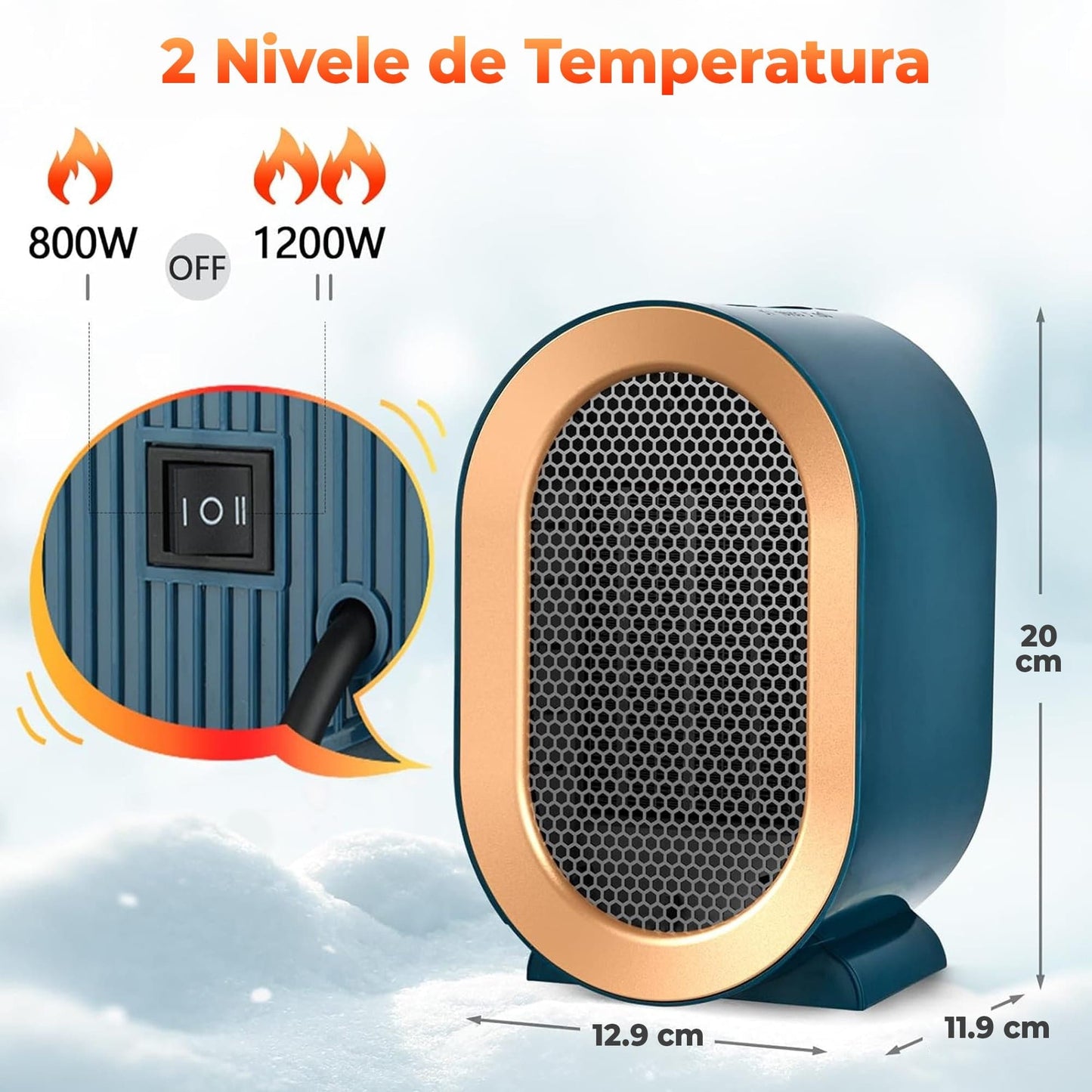 Aeroterma ceramica electrica Timebox, compact si silentios, Albastru