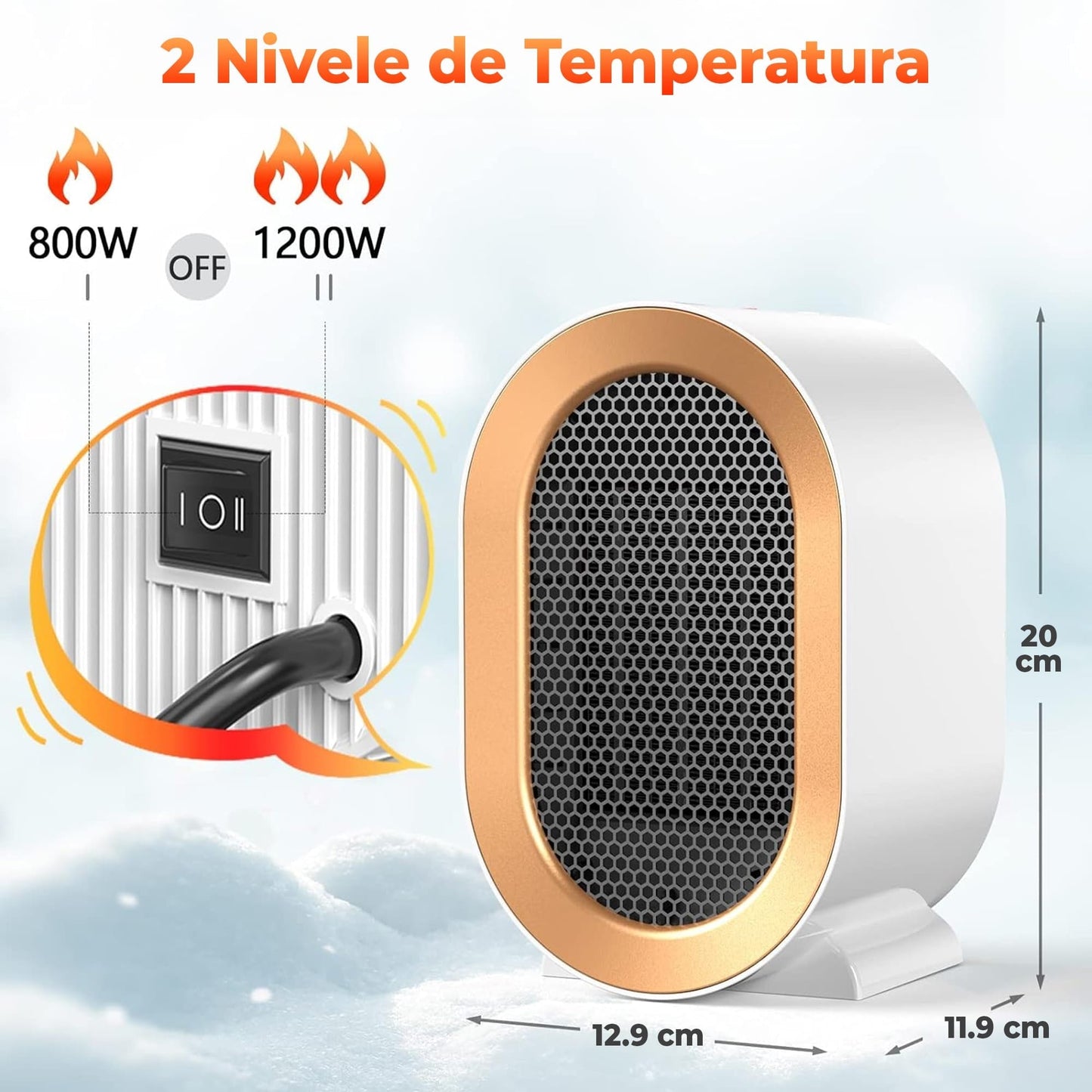 Aeroterma ceramica electrica Timebox, compact si silentios, Alb