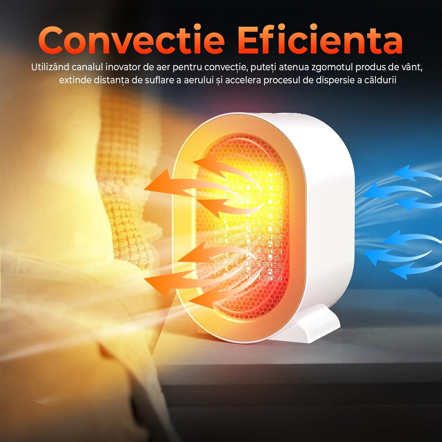 Aeroterma ceramica electrica Timebox, compact si silentios, Alb