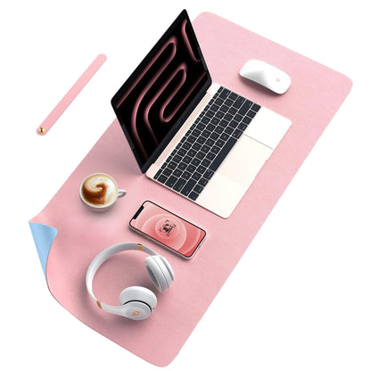 Mousepad gaming XXL cu doua fete din piele pu, 80x40 cm, impermeabil, office