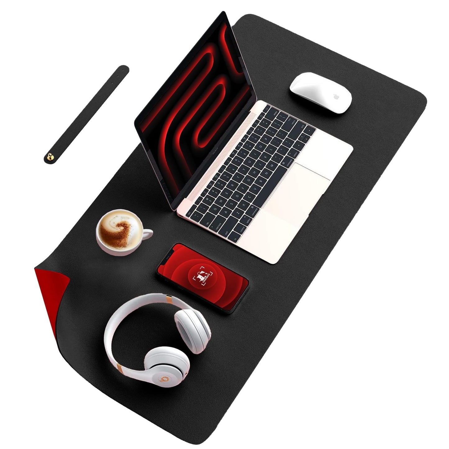 Mousepad gaming XXL cu doua fete din piele pu, 90x45, impermeabil