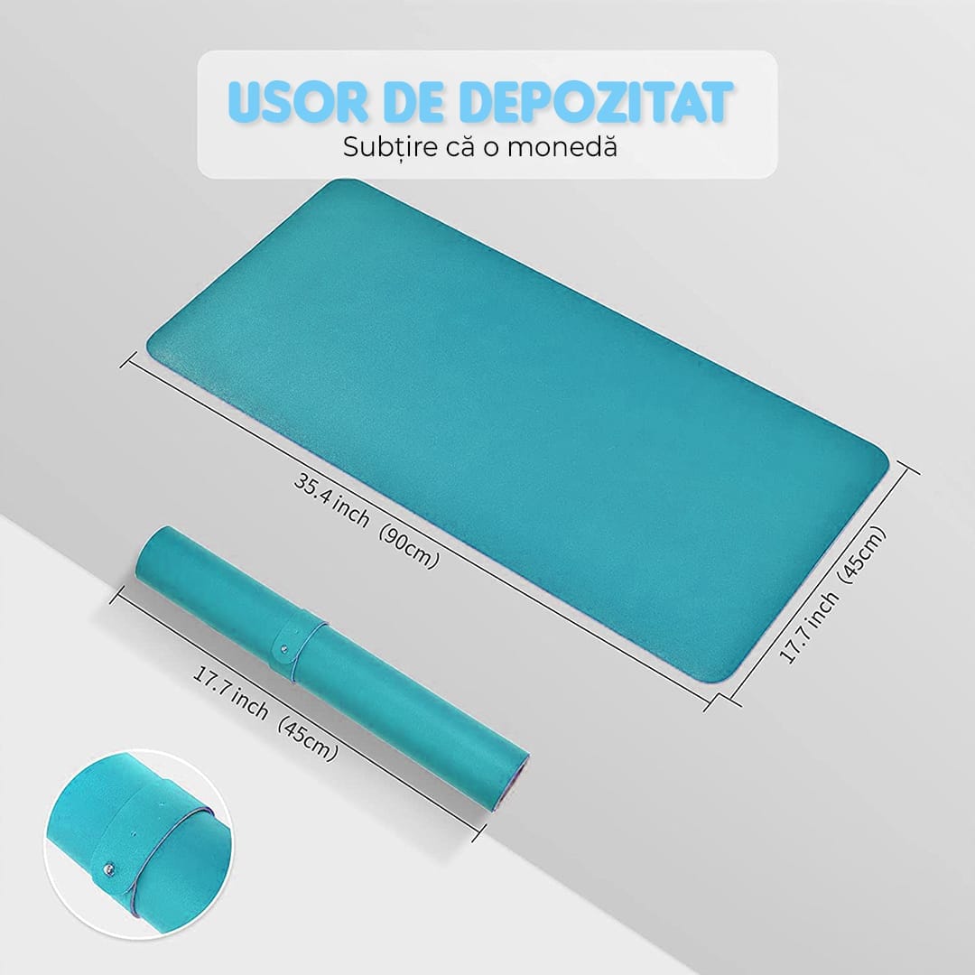 Mousepad gaming XXL cu doua fete din piele pu, 90x45, impermeabil