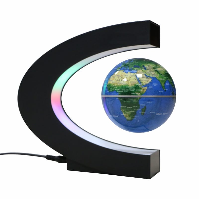 Glob pamantesc Timebox, magnetic, plutitor, cu iluminare LED, Albastru
