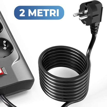 Prelungitor Timebox, 8 prize, 4 x USB, buton ON/OFF, Negru