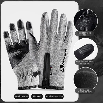 Manusi sport iarna, toamna, aderenta pentru ski, ciclism, Gri - M