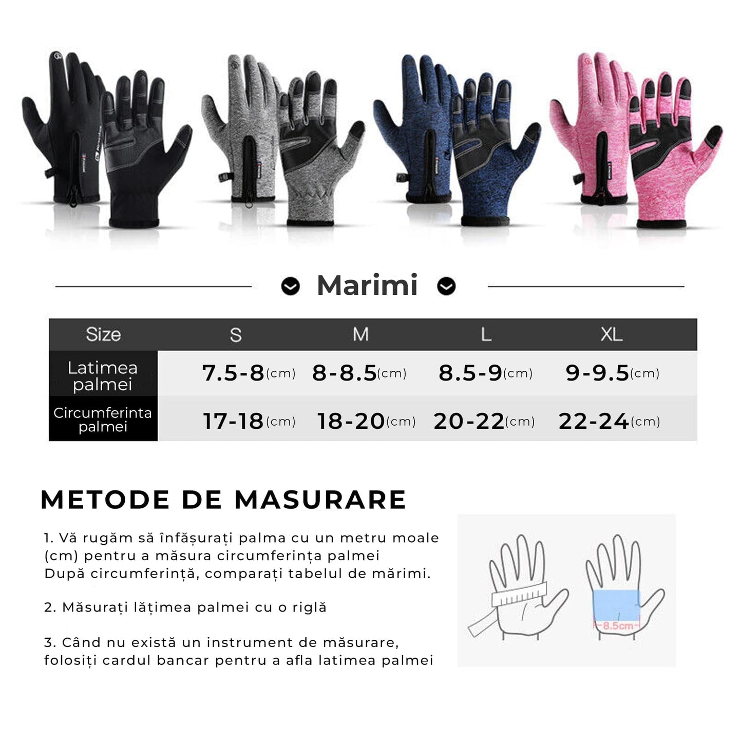 Manusi sport iarna, toamna, aderenta pentru ski, ciclism, Albastru - M