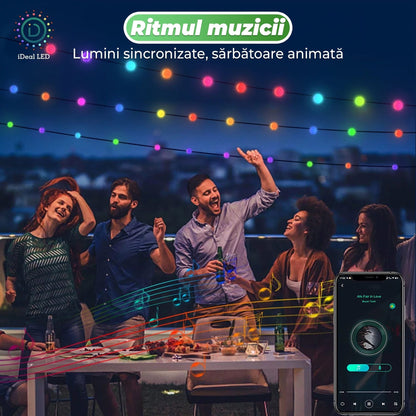 Instalatie LED de Craciun Smart cu aplicatie, Conectare USB, 25 de lumini