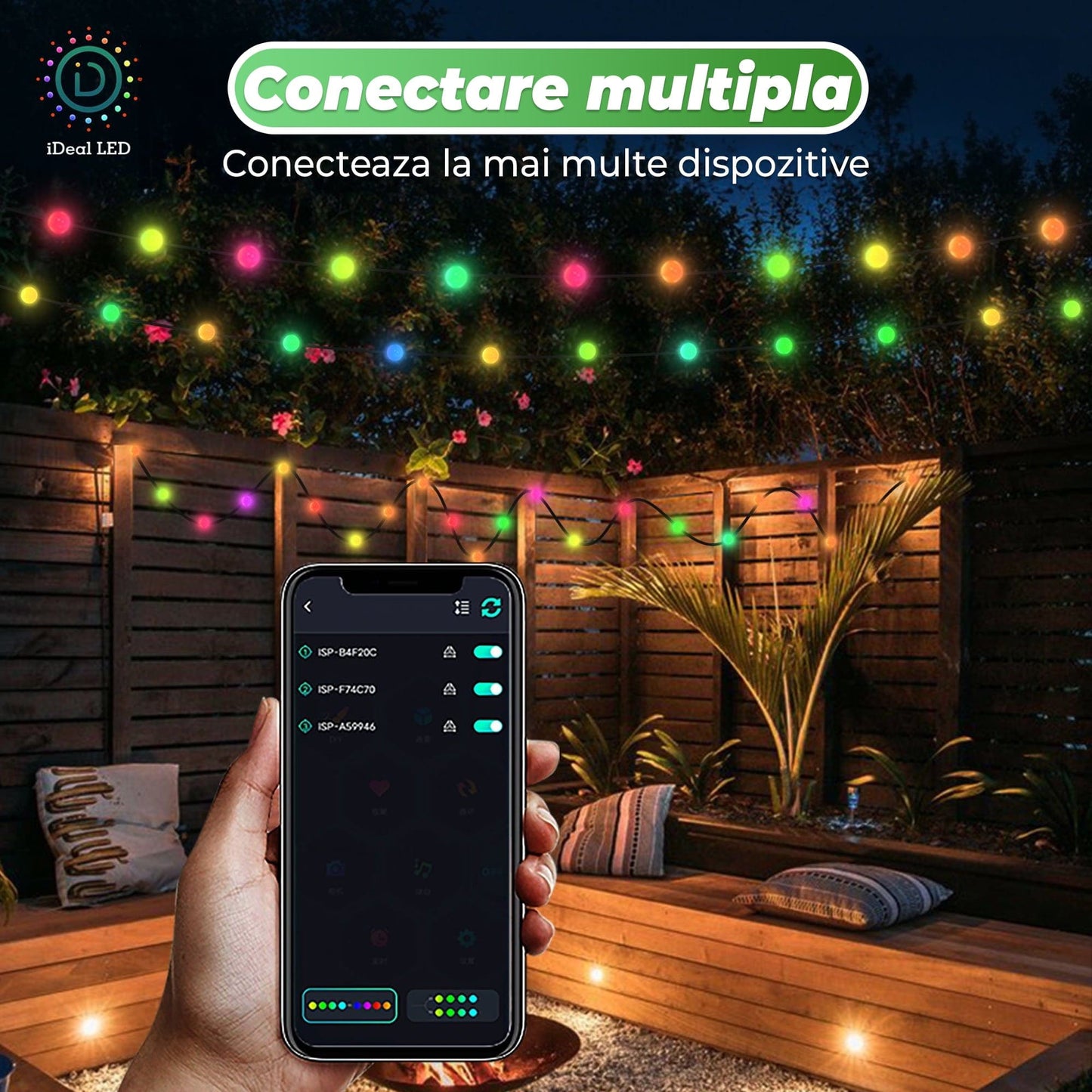Instalatie LED de Craciun Smart cu aplicatie, Conectare USB, 25 de lumini