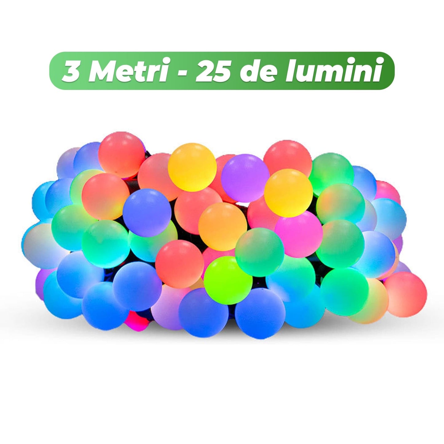 Instalatie LED de Craciun Smart cu aplicatie, Conectare USB, 25 de lumini
