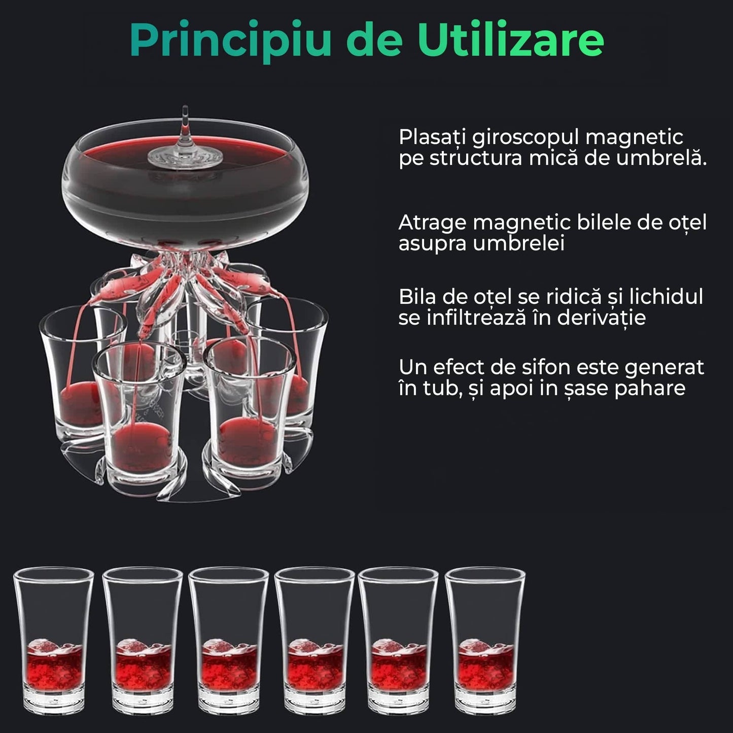 Dispenser bauturi Timebox, cu 6 pahare, 275ml