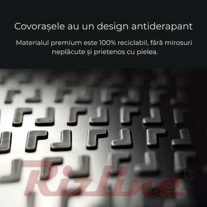 Set complet Rizline Dacia Duster 2018–2022 4x2 Prestige – Covorașe față, spate și tăviță portbagaj