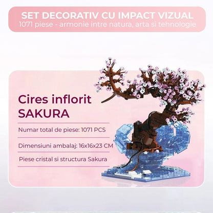 Set Constructie 3D Timebox, Model Cherry Blossom LED, Multicolor