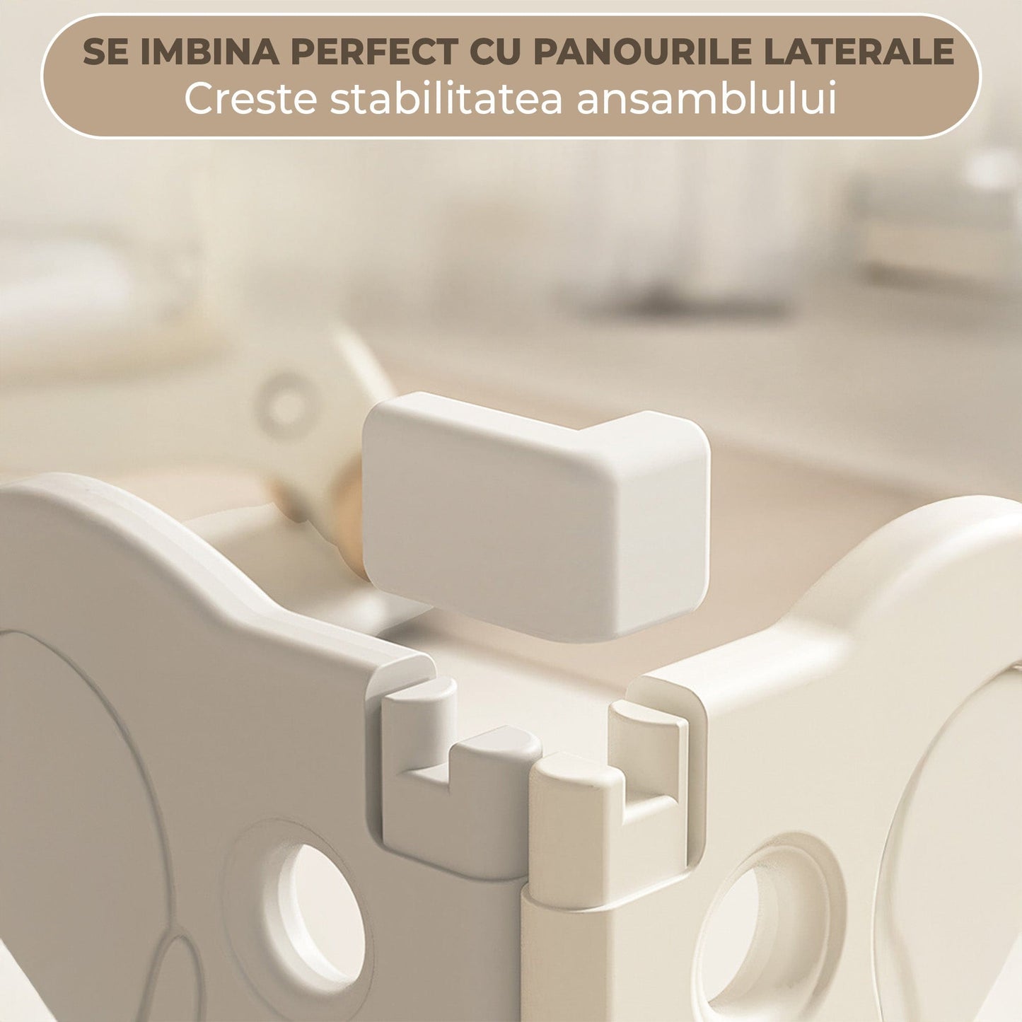 Tarc de Joaca pentru Bebelusi cu Panouri Modulabile, Gri/Bej