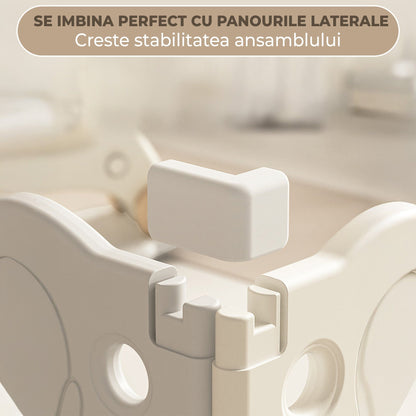Tarc de Joaca pentru Bebelusi cu Panouri Modulabile, Gri/Bej