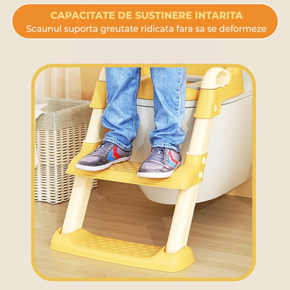 Reductor WC cu Treapta pentru Copii, Pliabil, Galben