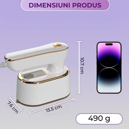 Mini Fier de Calcat si Steamer 2 in 1 pentru Calatorii, Incalzire Rapida 5s, Alb