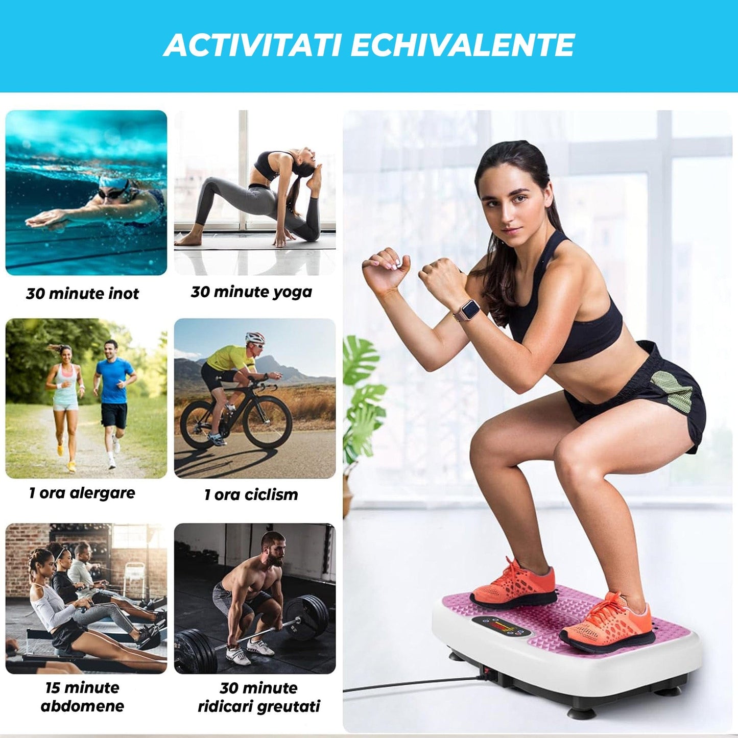 Aparat de Vibromasaj tip Platforma pentru Slabire si Drenaj Limfatic, Roz
