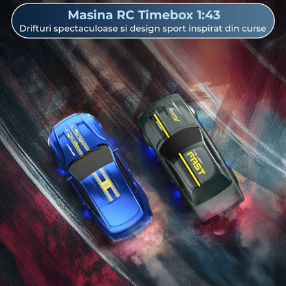 Masina RC Drift 1:43 cu Tractiune Integrala, 4 GHZ, Efecte Luminoase, Albastru