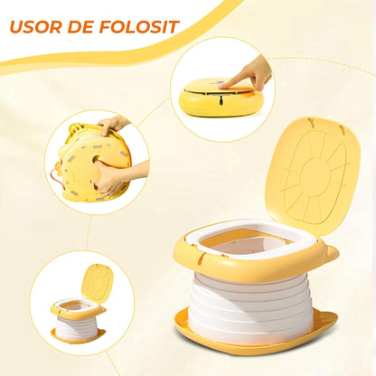 Toaleta Portabila Pliabila pentru Copii, WC de Calatorie, Galben