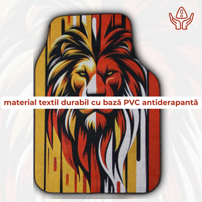 Covorase Auto Universale “Lion Power” – Design Tribal Rosu-Galben