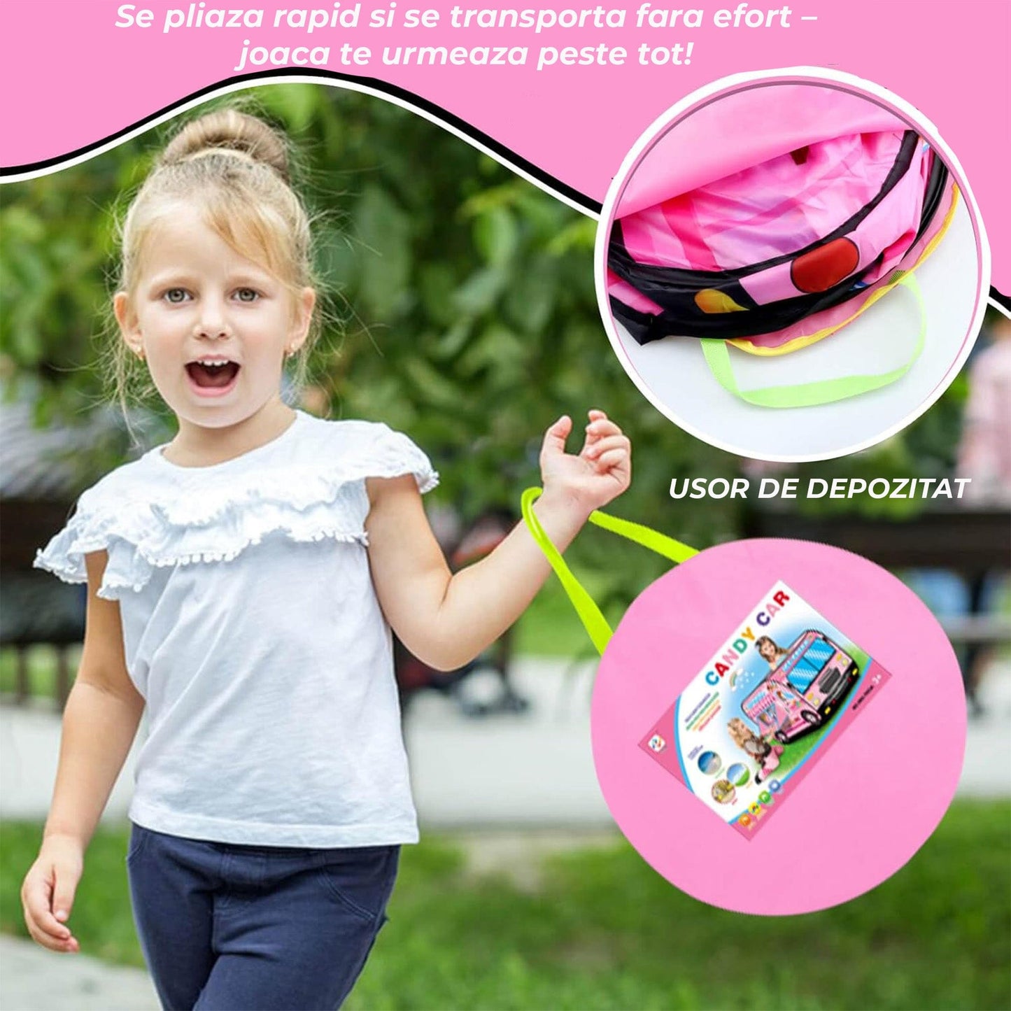 Cort de Joaca Pop-Up pentru Copii 1, 5 Ani, Roz