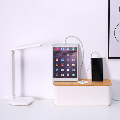 Organizator Cabluri cu Capac, Telefon, Laptop sau TV, Orificii Rotunde, Negru